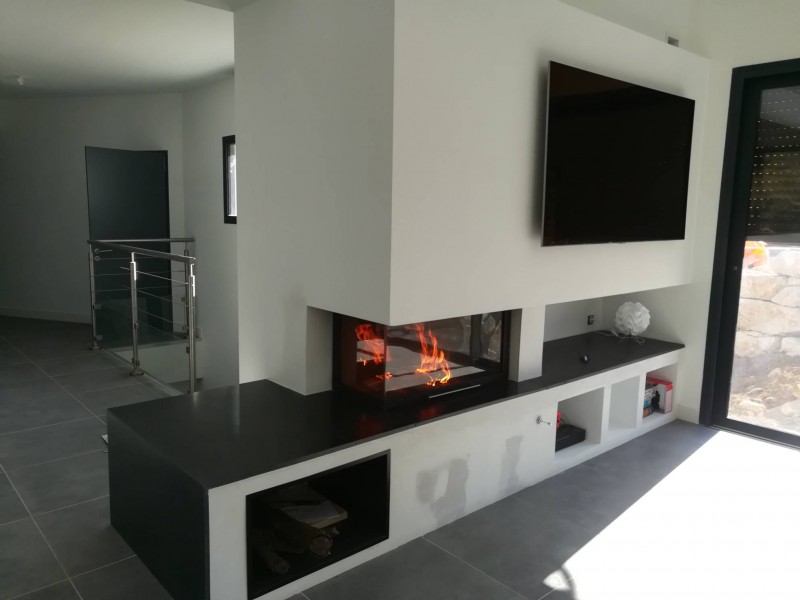 cheminée porte escamotable